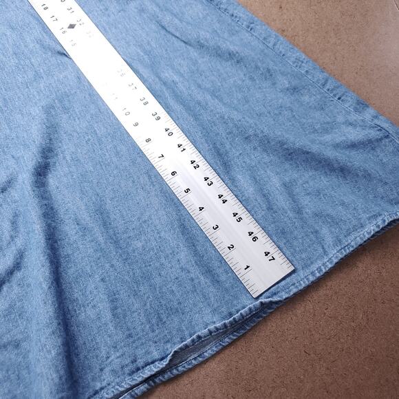 Old Navy Twist Front Midi Dress Womens S Denim Blue Puff Sleeve Cottage Boho - Picture 8 of 12